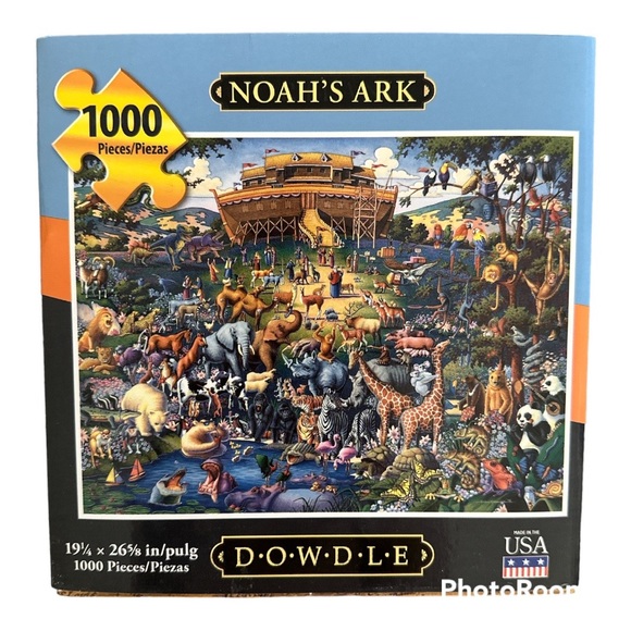 Dowdle Folk Art Noah’s Ark 500 Piece Puzzle – 16x20 Inch Collectible Art Puzzle, Made In USA